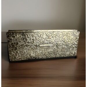 Vintage Godinger Sterling Silver Plated Floral Jewelry Box Velvet Lining Gift